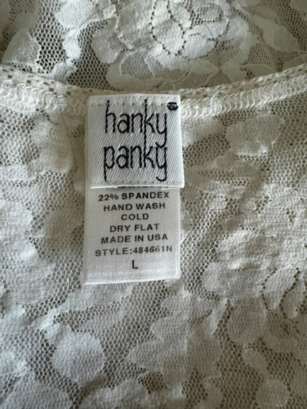 HANKY PANKY White Signature Lace Stretch Scoop Neck Cami LARGE NWOT - Picture 3 of 4